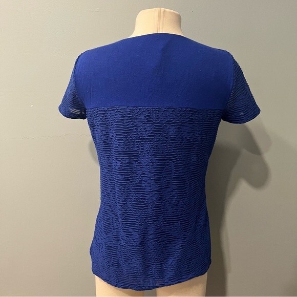 Calvin Klein Blue Short Sleeve Mesh Overlay Double Layer Tee Size Small - Picture 5 of 7